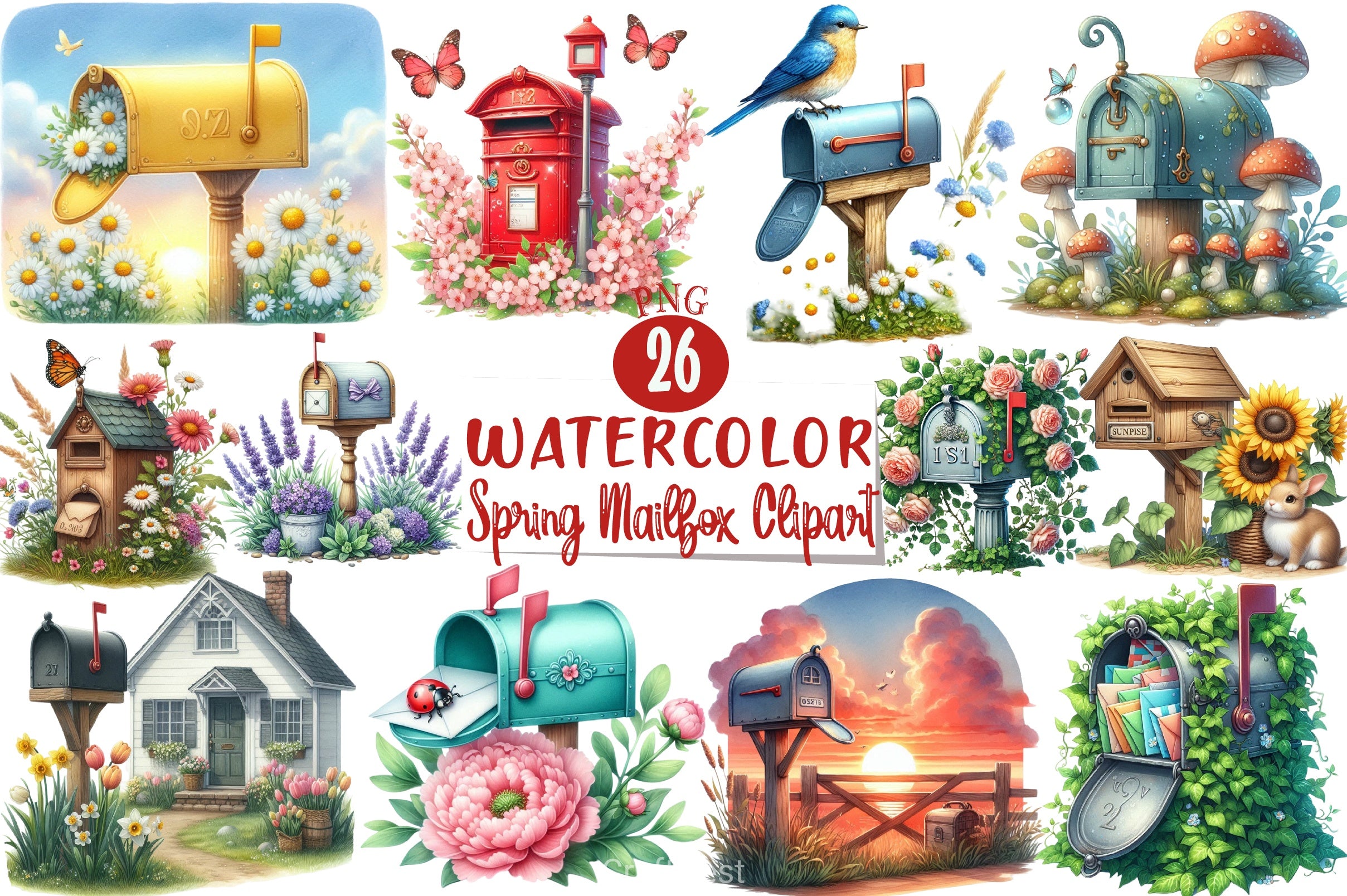 Spring Mailbox Clipart Bundle - CraftNest - Digital Crafting and Art