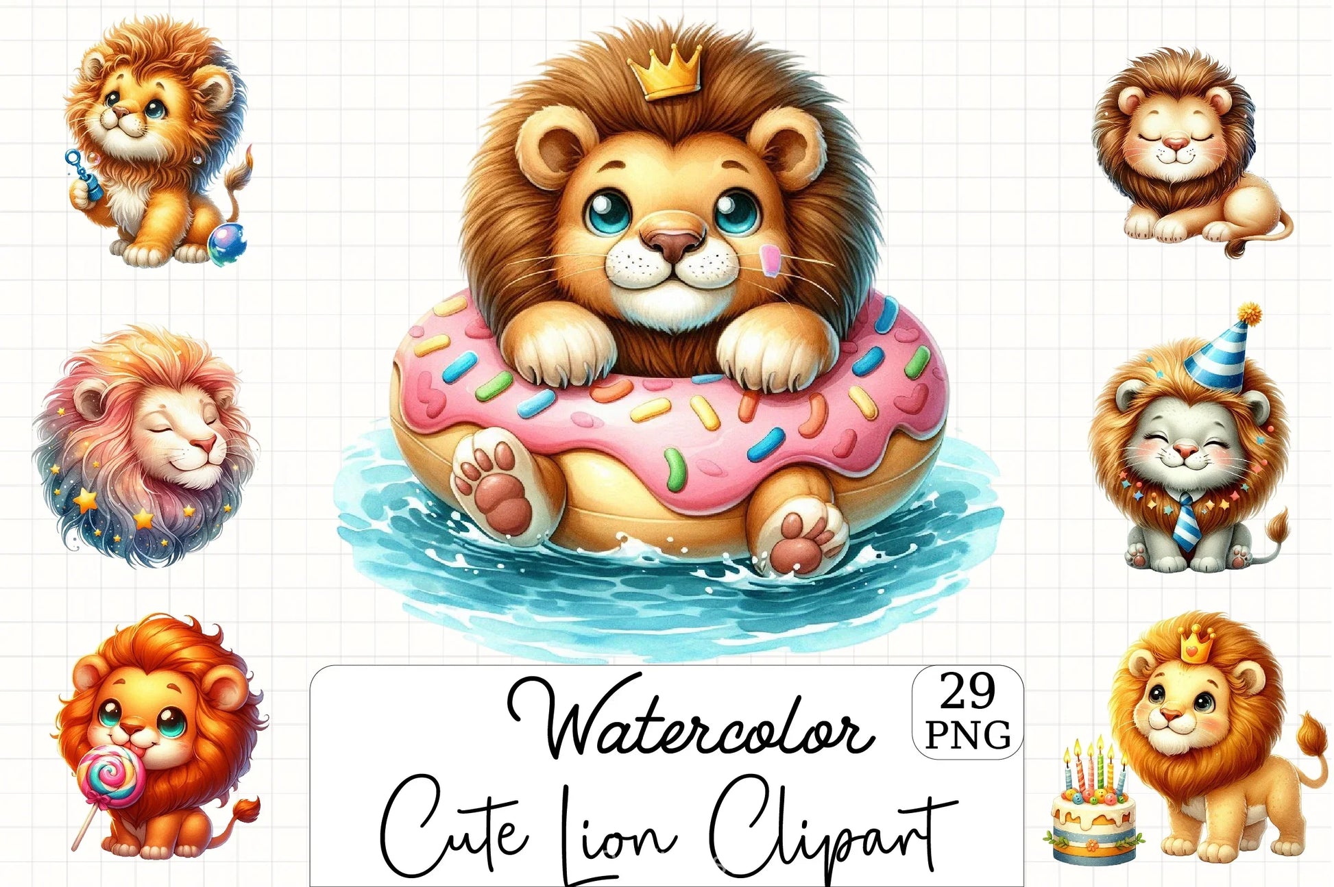 Cute Lion Clipart Bundle 2 - CraftNest - Digital Crafting and Art