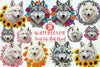 Floral Arctic Wolf Clipart Bundle