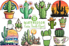 Cactus Doodle Clipart Bundle - CraftNest - Digital Crafting and Art