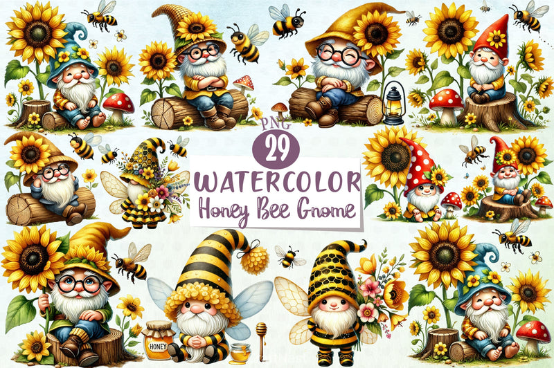Honey Bee Gnome Clipart Bundle - CraftNest - Digital Crafting and Art
