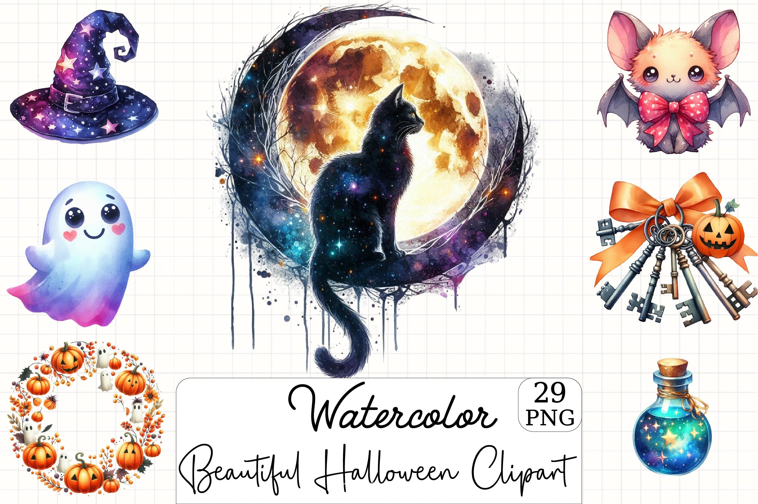 Beautiful Halloween Clipart Bundle 1 - CraftNest - Digital Crafting and Art