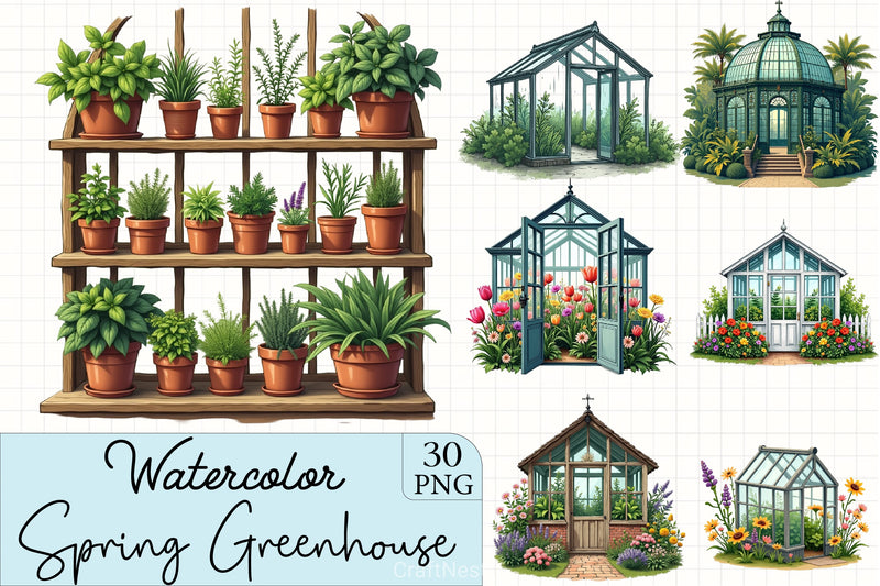 Spring Greenhouse Clipart Bundle - CraftNest - Digital Crafting and Art
