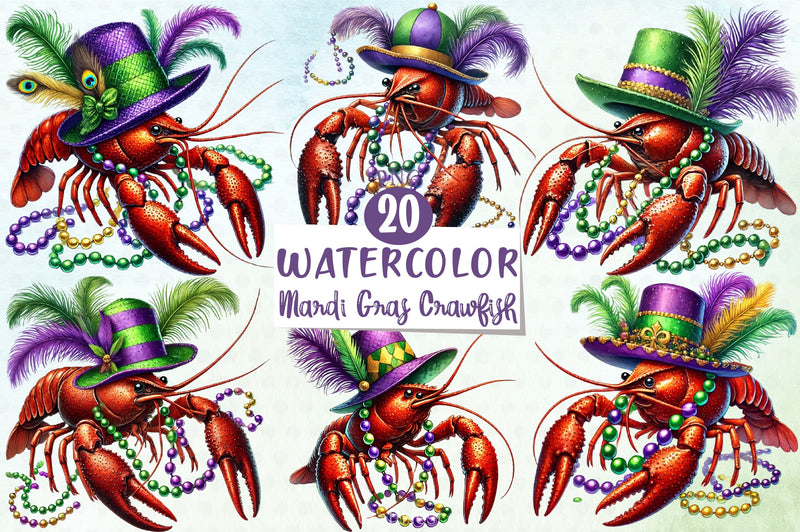 Mardi Gras Crawfish Clipart Bundle - CraftNest - Digital Crafting and Art