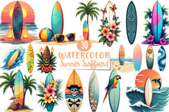Summer Surfboard Clipart Bundle - CraftNest - Digital Crafting and Art