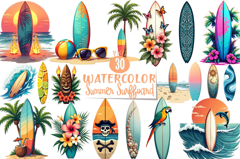 Summer Surfboard Clipart Bundle - CraftNest - Digital Crafting and Art