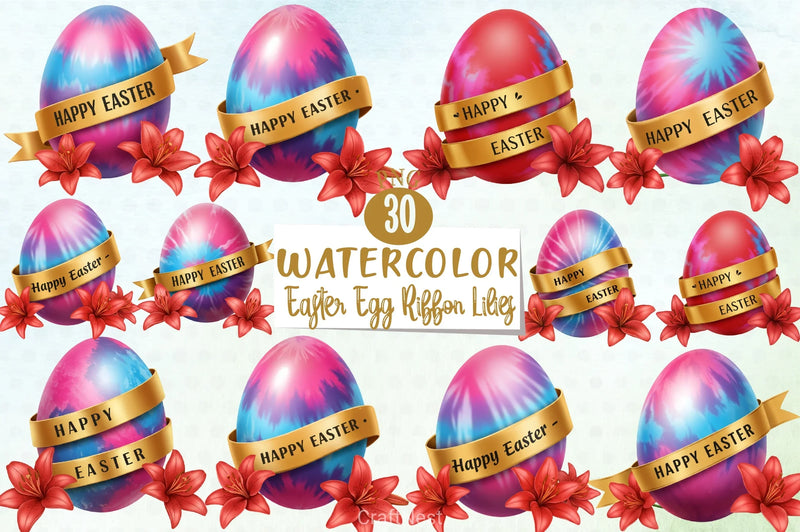 Easter Egg Ribbon Lilies Clipart Bundle 3 - CraftNest - Digital Crafting and Art