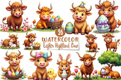 Easter Highland Cow Clipart Bundle - CraftNest - Digital Crafting and Art