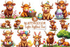 Easter Highland Cow Clipart Bundle