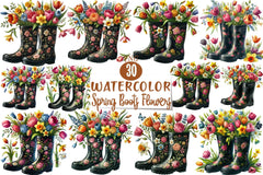 Spring Boots Flowers Clipart Bundle - CraftNest - Digital Crafting and Art