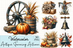 Antique Farming Autumn Clipart Bundle - CraftNest - Digital Crafting and Art