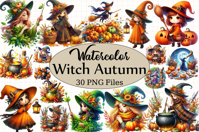 Witch Autumn Clipart Bundle 1 - CraftNest - Digital Crafting and Art