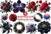 Dark Moody Gothic Flowers Clipart Bundle 1