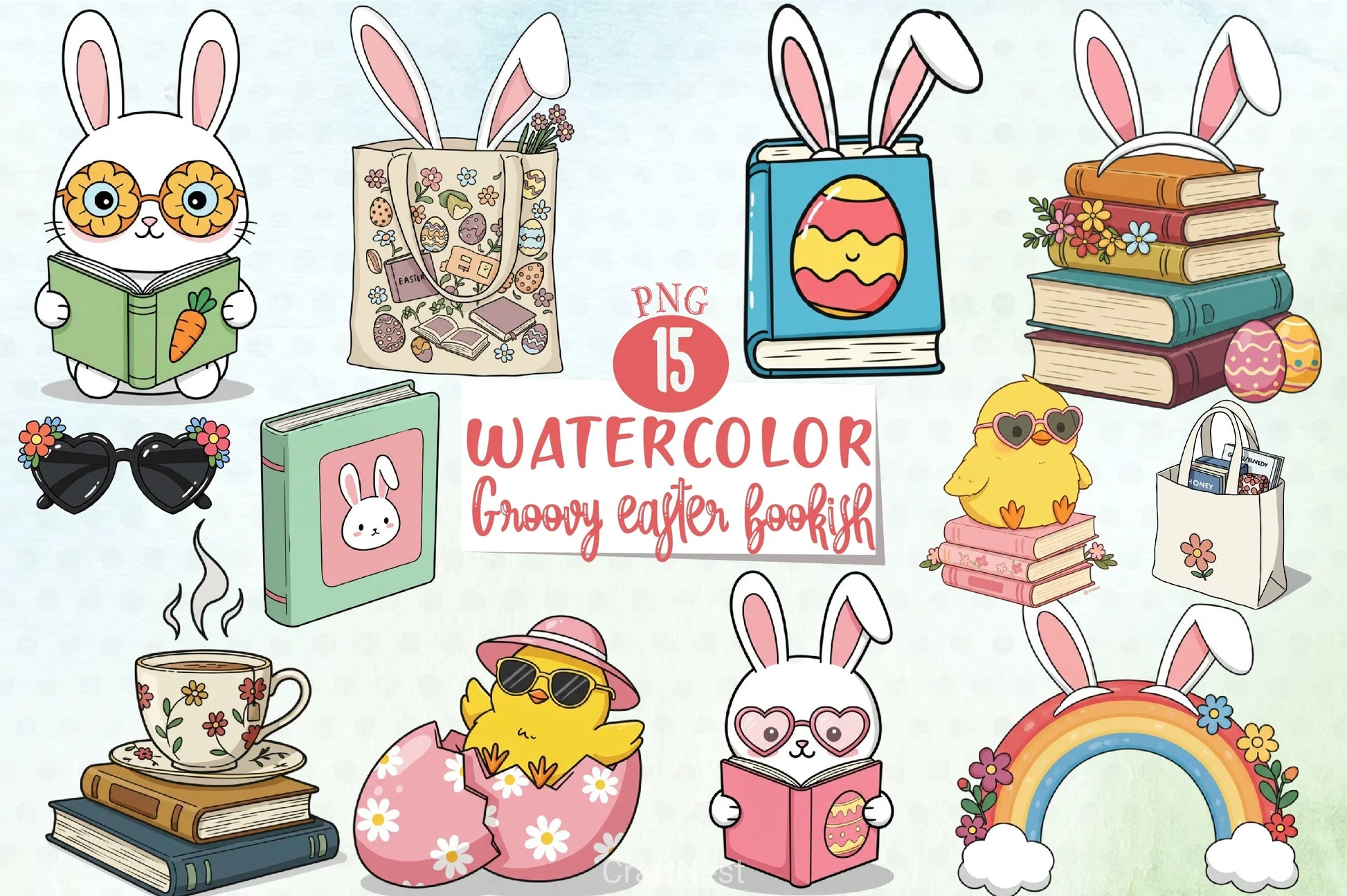 Groovy Easter Retro Flower Clipart Bundle - CraftNest - Digital Crafting and Art