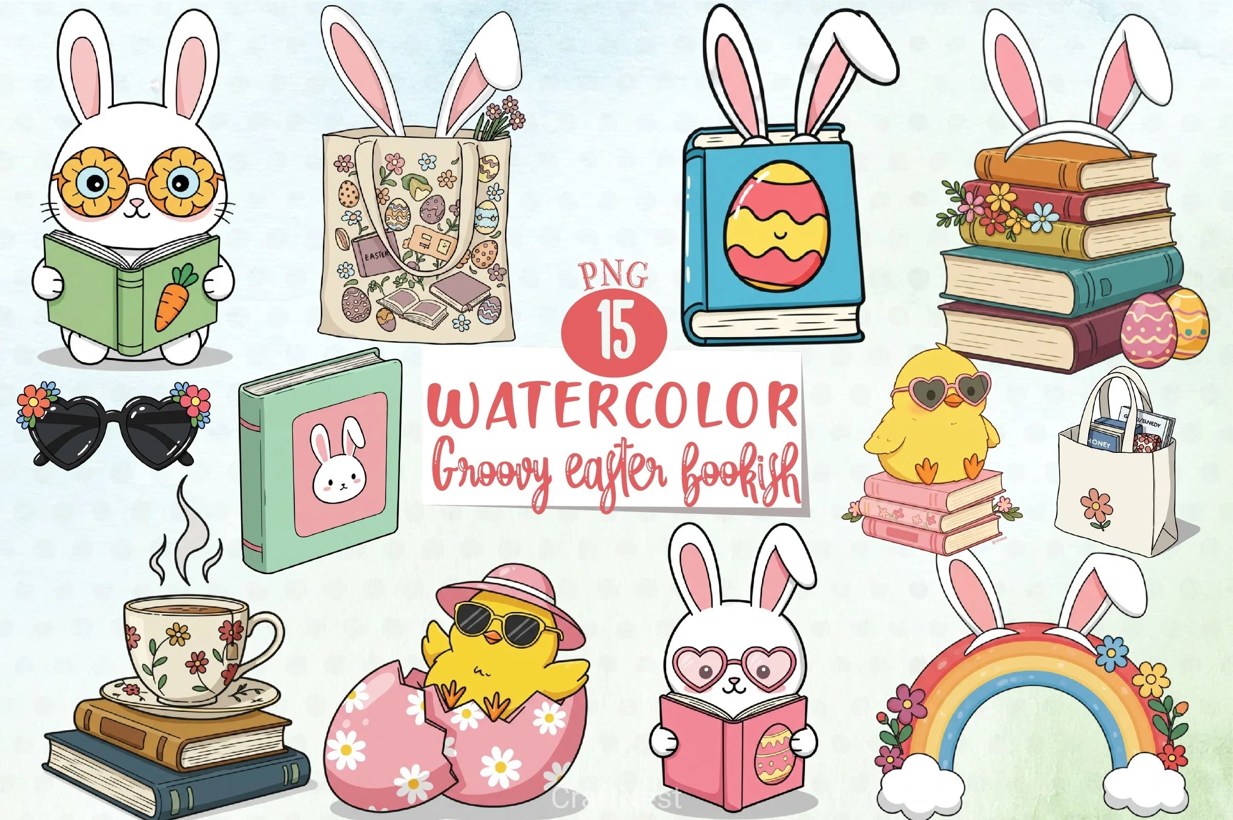 Groovy Easter Retro Flower Clipart Bundle - CraftNest - Digital Crafting and Art