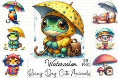Rainy Day Animals Clipart Bundle - CraftNest - Digital Crafting and Art