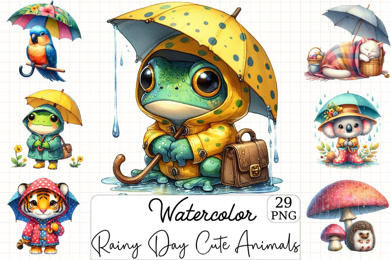 Rainy Day Animals Clipart Bundle - CraftNest - Digital Crafting and Art
