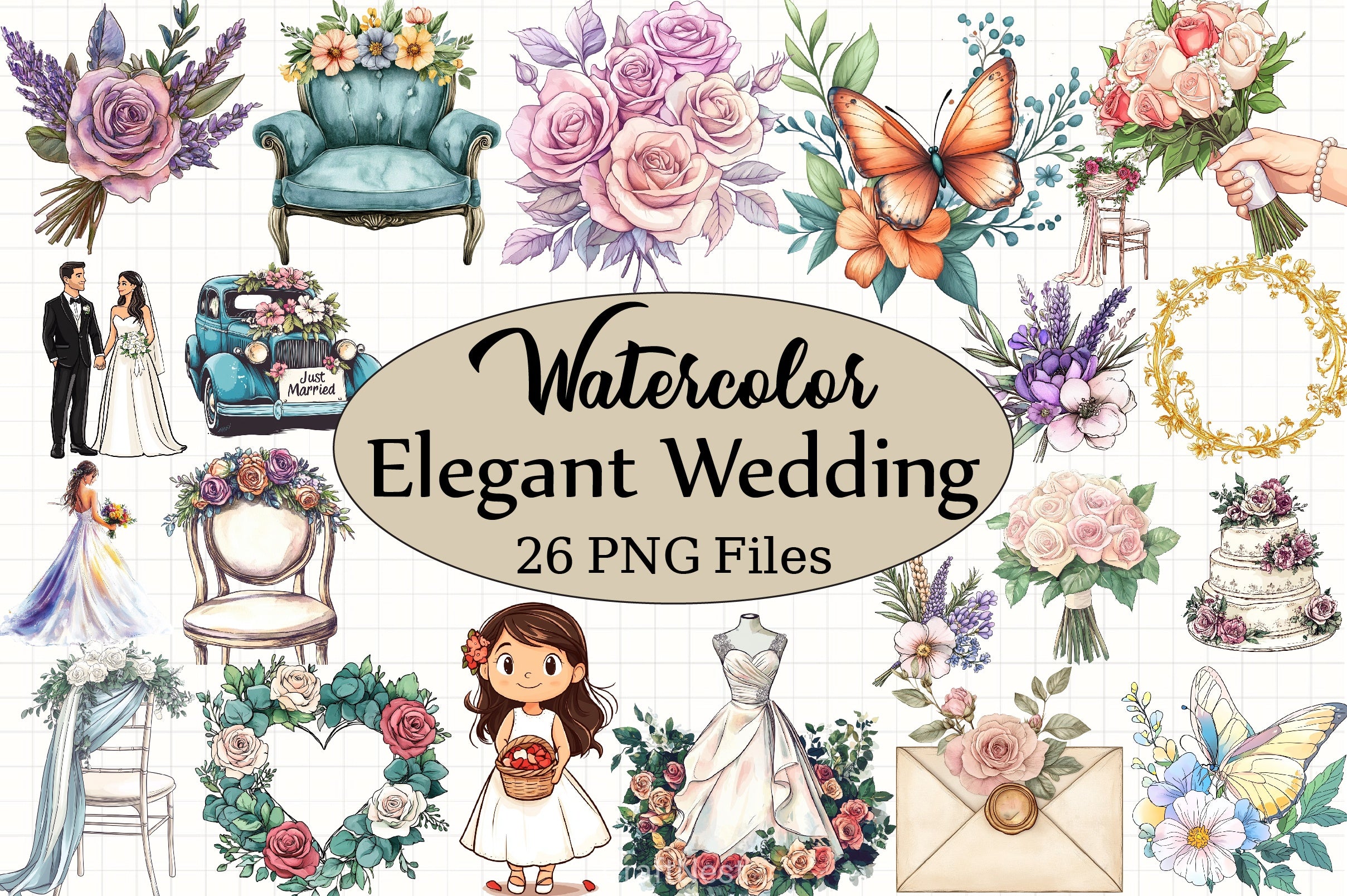 Elegant Wedding Clipart Bundle 2 - CraftNest - Digital Crafting and Art