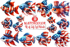 Patriotic Fish Clipart Bundle - CraftNest - Digital Crafting and Art