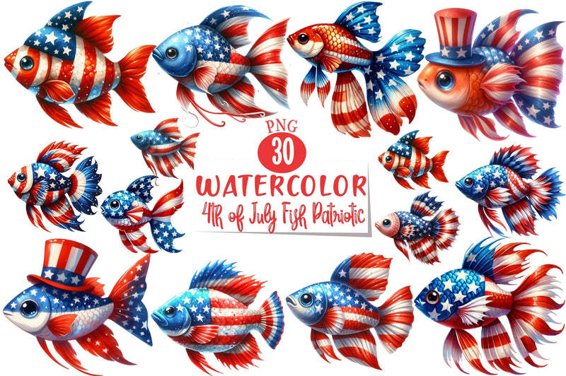 Patriotic Fish Clipart Bundle - CraftNest - Digital Crafting and Art