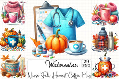 Nurse Fall Harvest Coffee Mug Clipart Bundle - CraftNest - Digital Crafting and Art