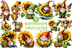 Sunflower Gnomes Clipart Bundle - CraftNest - Digital Crafting and Art
