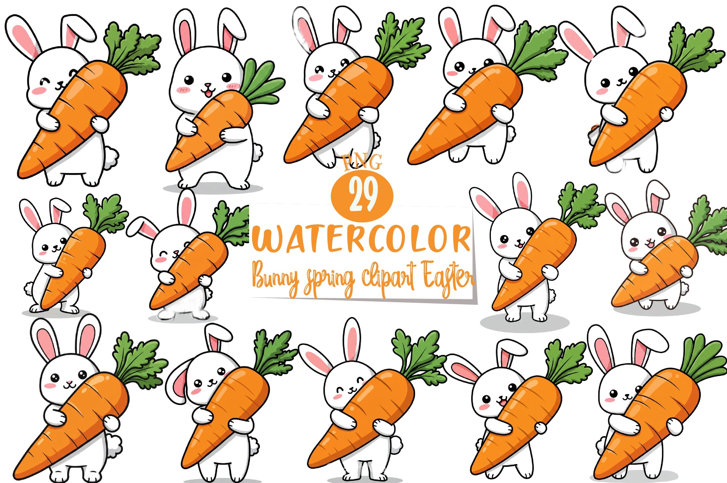 Bunny Spring Easter Clipart Bundle - CraftNest - Digital Crafting and Art