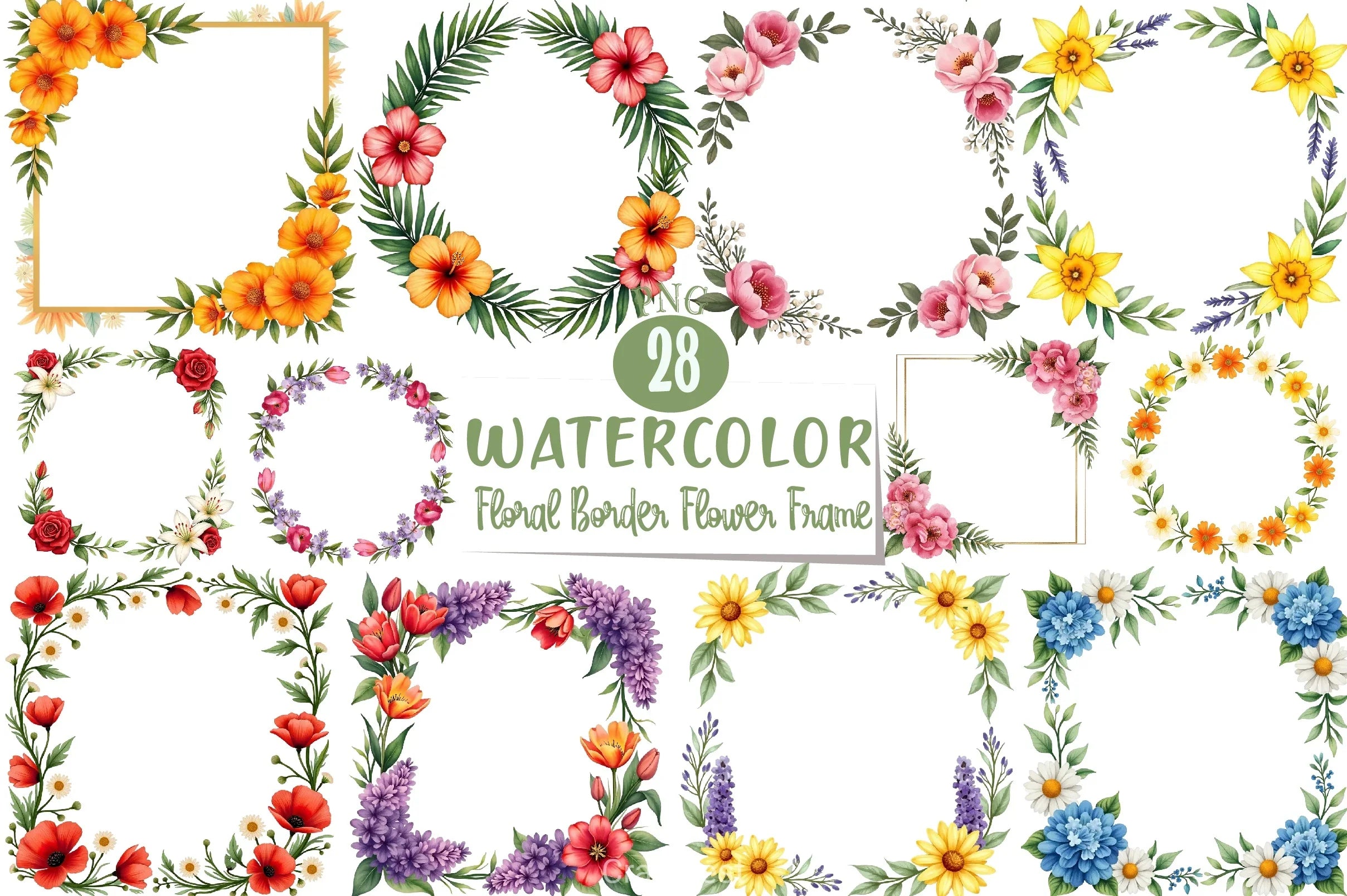Floral Border Frame Clipart Bundle - CraftNest - Digital Crafting and Art