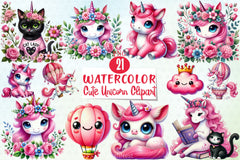 Cute Unicorn Clipart Bundle 16 - CraftNest - Digital Crafting and Art