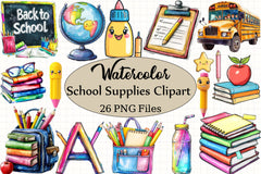 School Supplies Clipart Bundle - CraftNest - Digital Crafting and Art