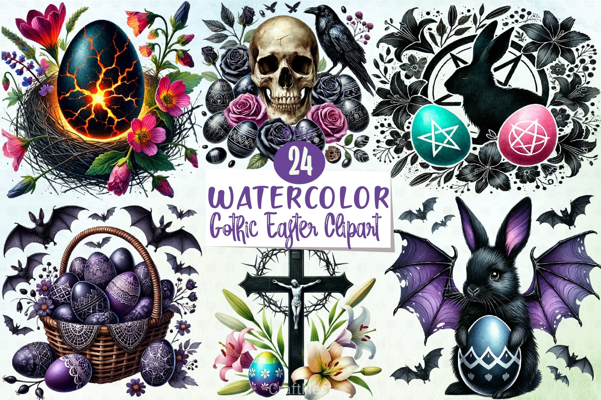 Gothic Easter Clipart Bundle 5 - CraftNest - Digital Crafting and Art