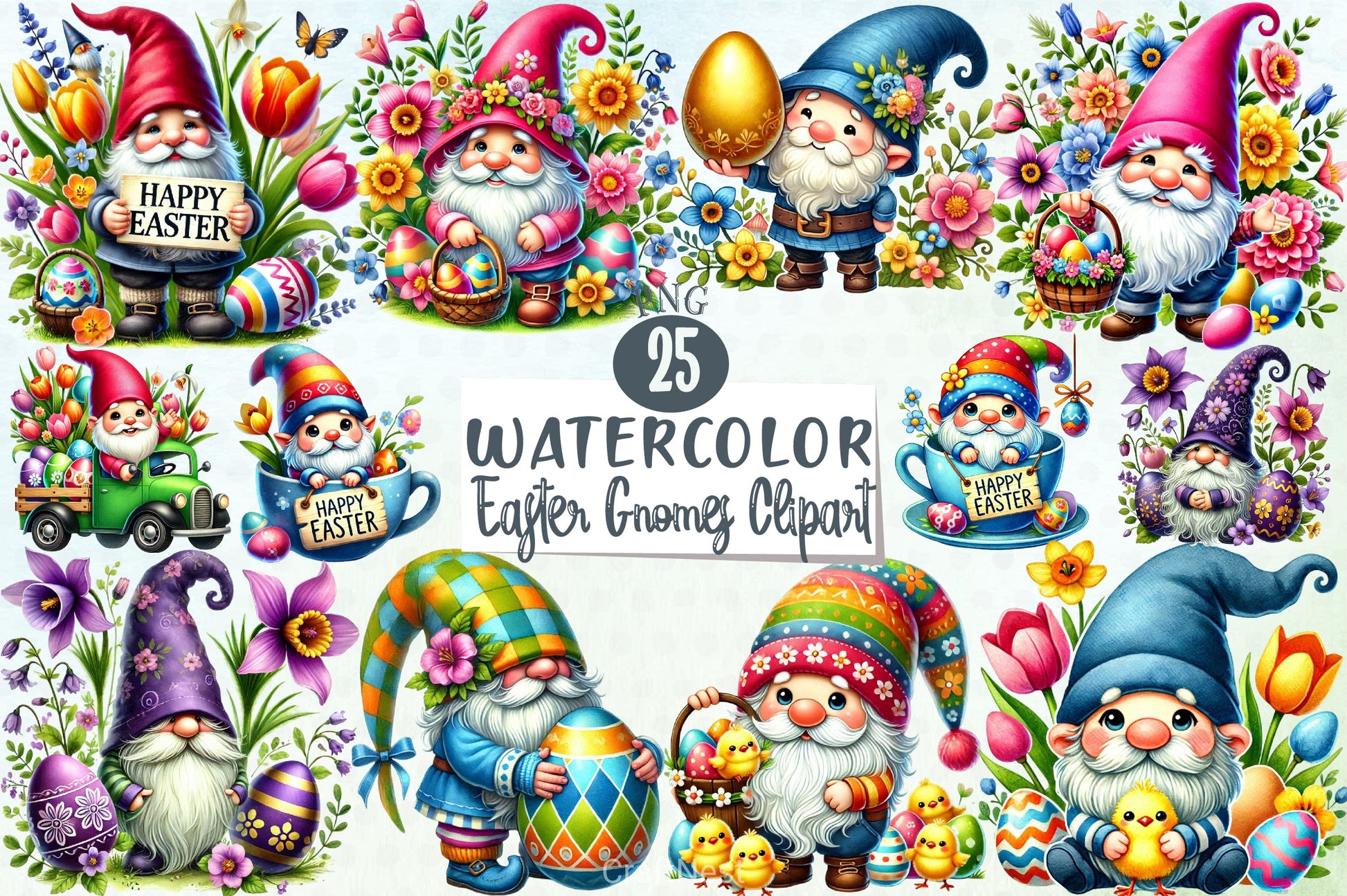 Easter Gnomes Clipart Bundle 1 - CraftNest - Digital Crafting and Art