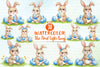 Blue Floral Easter Bunny Clipart Bundle