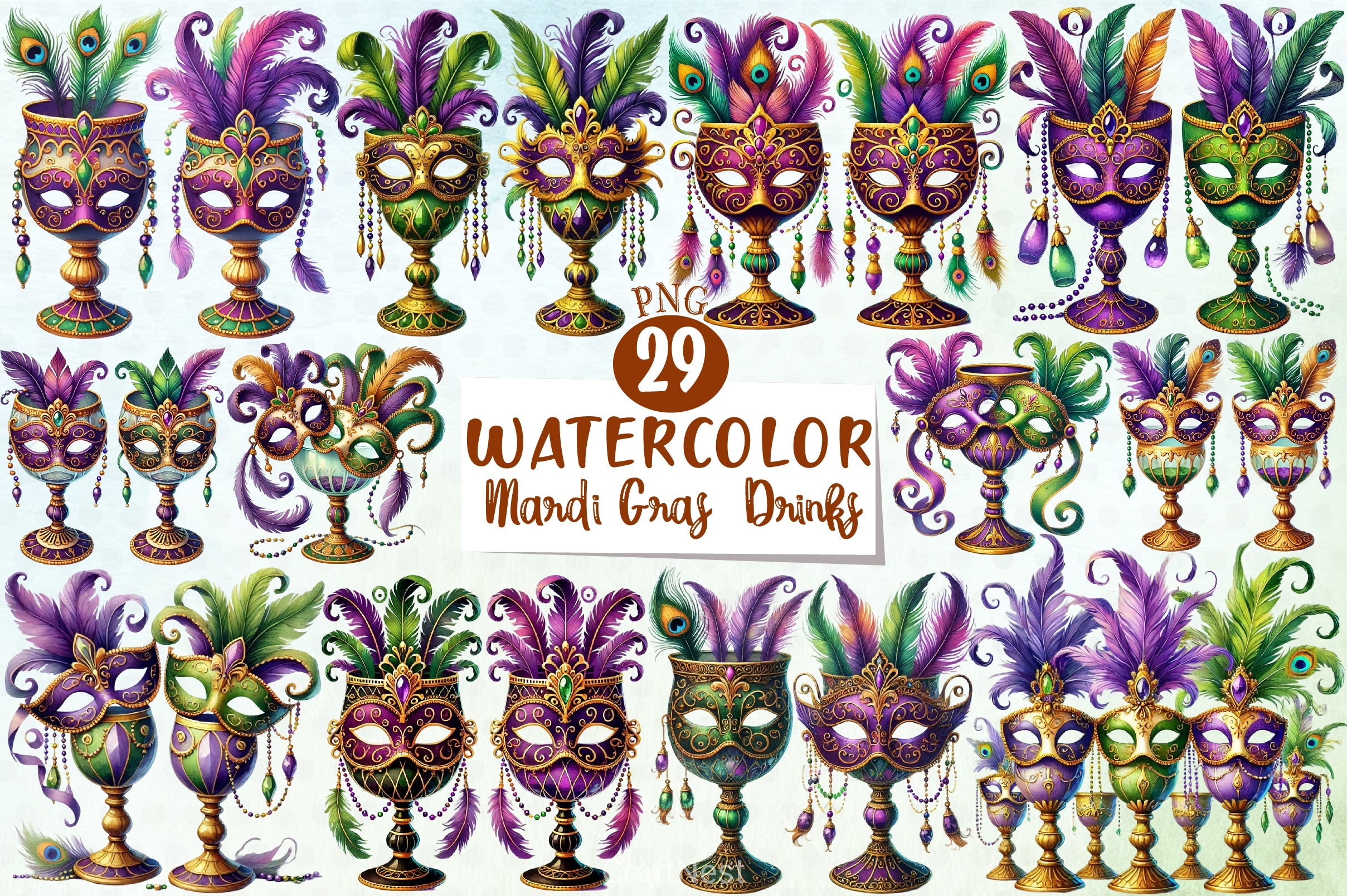 Mardi Gras Drinks Clipart Bundle 4 - CraftNest - Digital Crafting and Art