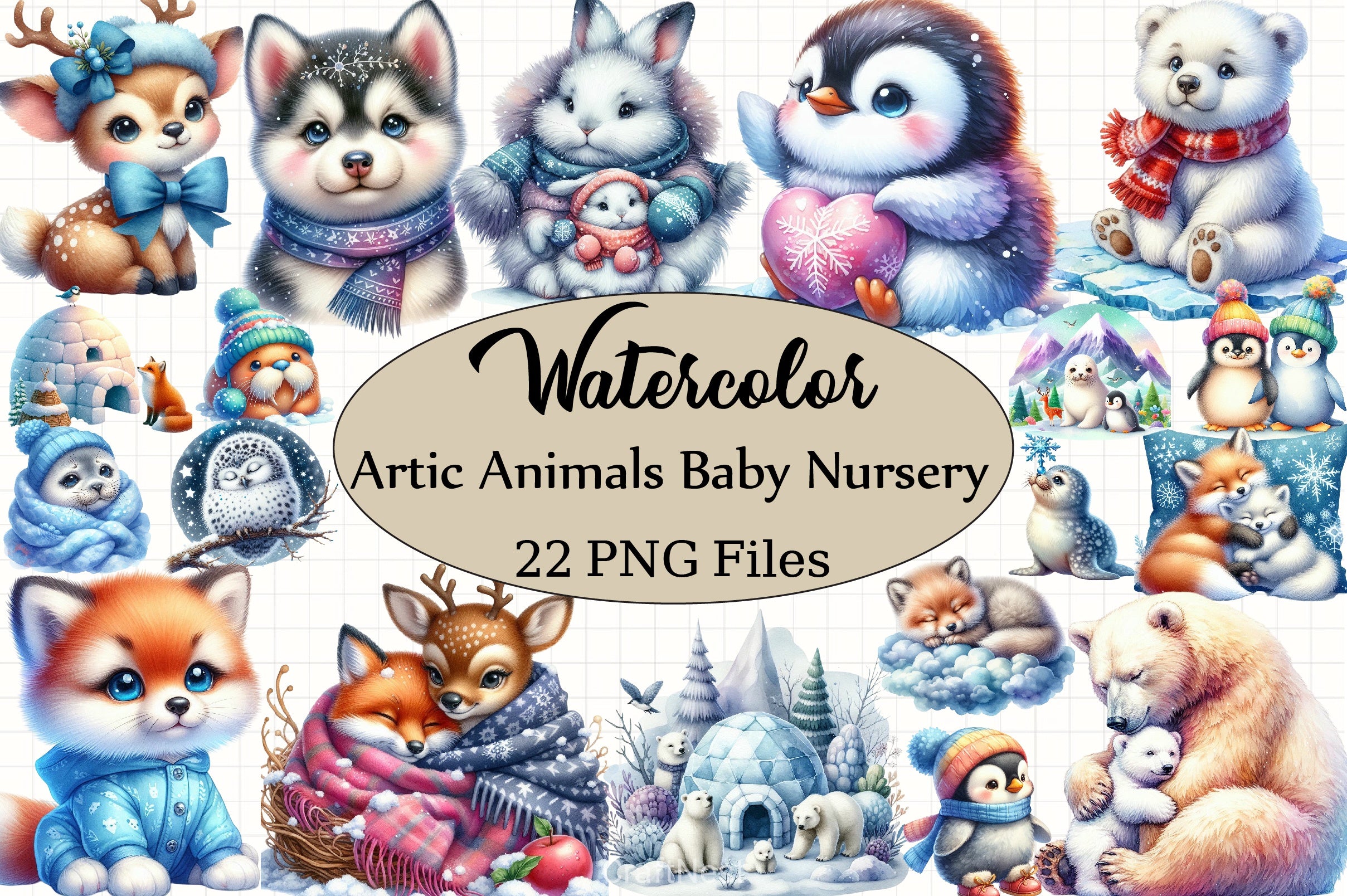 Arctic Baby Animals Clipart Bundle - CraftNest - Digital Crafting and Art