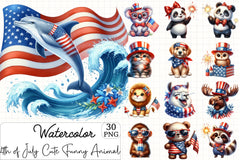 4th of July Funny Animals Clipart Bundle 4 - CraftNest - Digital Crafting and Art