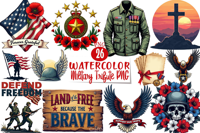 Military Tribute Clipart Bundle 1 - CraftNest - Digital Crafting and Art