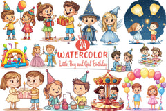 Little Boy & Girl Birthday Clipart Bundle - CraftNest - Digital Crafting and Art