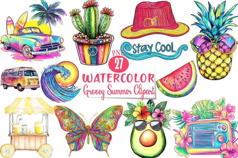 Groovy Summer Clipart Bundle 3 - CraftNest - Digital Crafting and Art