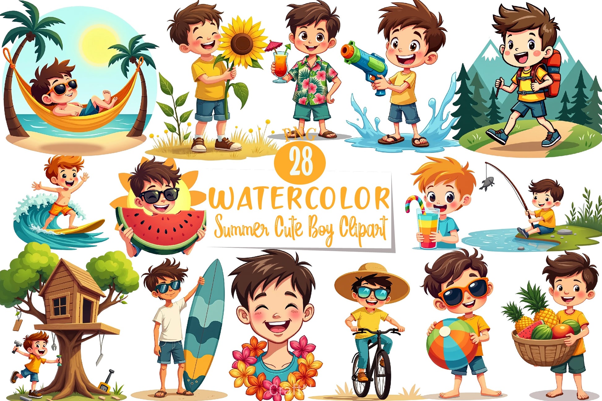Summer Boy Clipart Bundle - CraftNest - Digital Crafting and Art