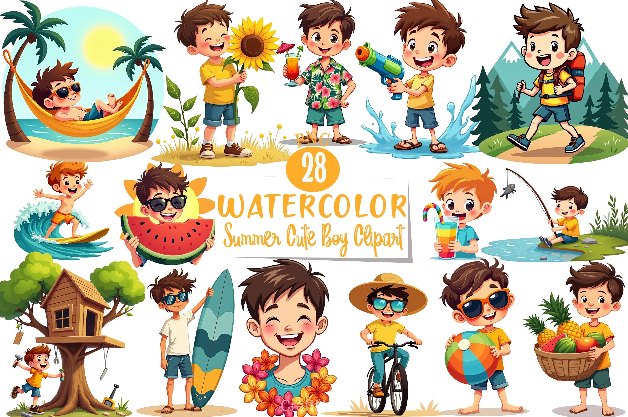 Summer Boy Clipart Bundle - CraftNest - Digital Crafting and Art
