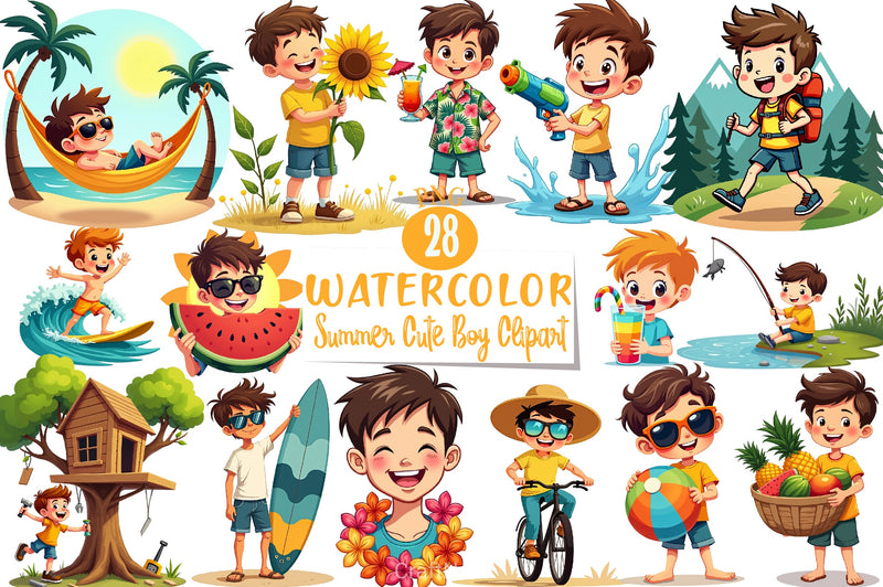 Summer Boy Clipart Bundle - CraftNest - Digital Crafting and Art