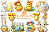 Yellow Easter Gingham Ceramic Clipart Bundle
