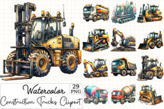 Construction Trucks Clipart Bundle - CraftNest - Digital Crafting and Art