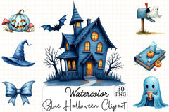 Blue Halloween Clipart Bundle 1 - CraftNest - Digital Crafting and Art