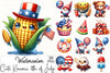 Kawaii 4th of July Clipart Bundle