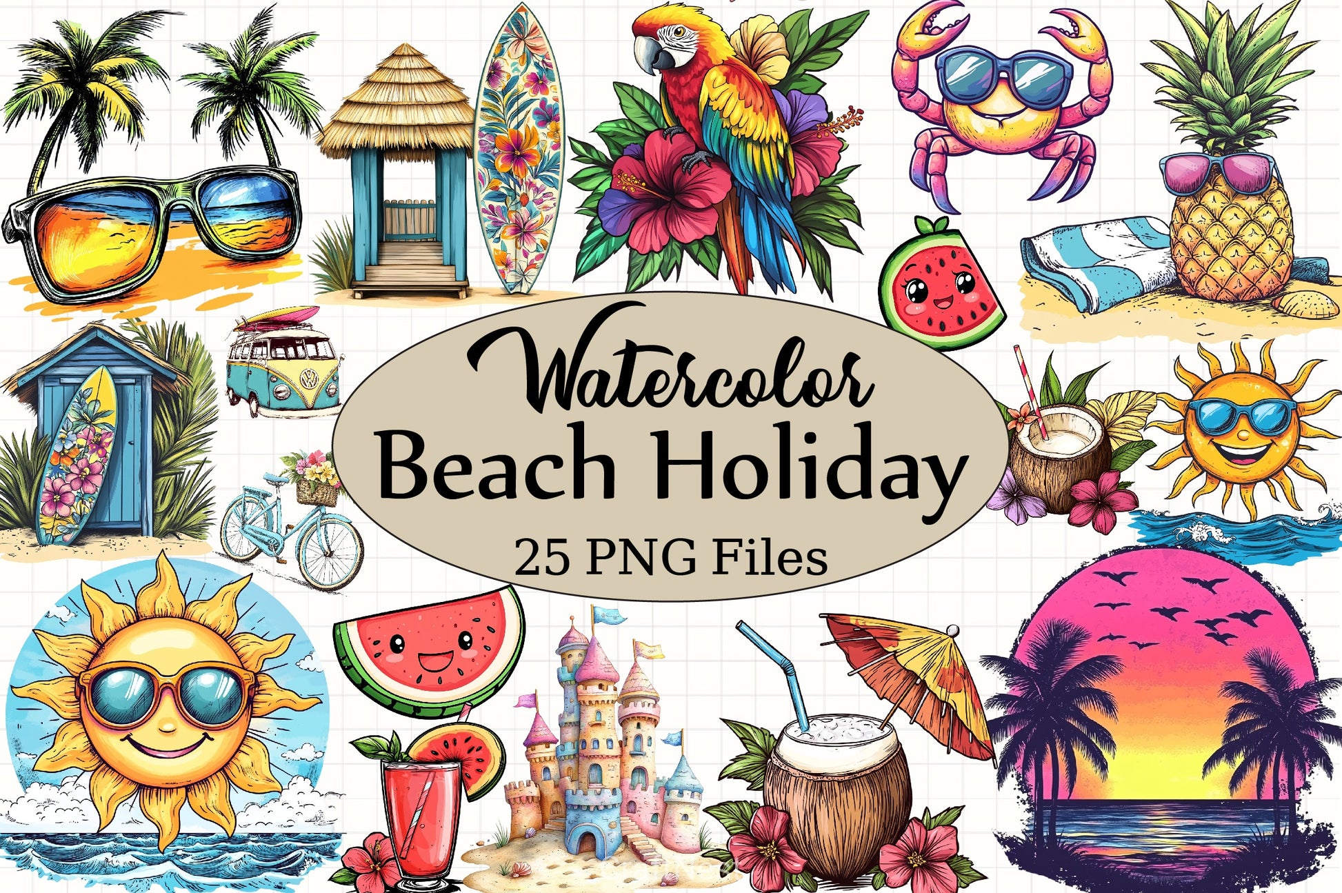 Beach Holiday Clipart Bundle 2 - CraftNest - Digital Crafting and Art