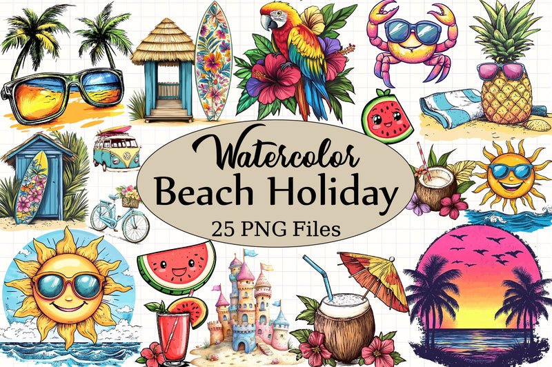 Beach Holiday Clipart Bundle 2 - CraftNest - Digital Crafting and Art