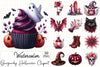 Burgundy Halloween Clipart Bundle  1