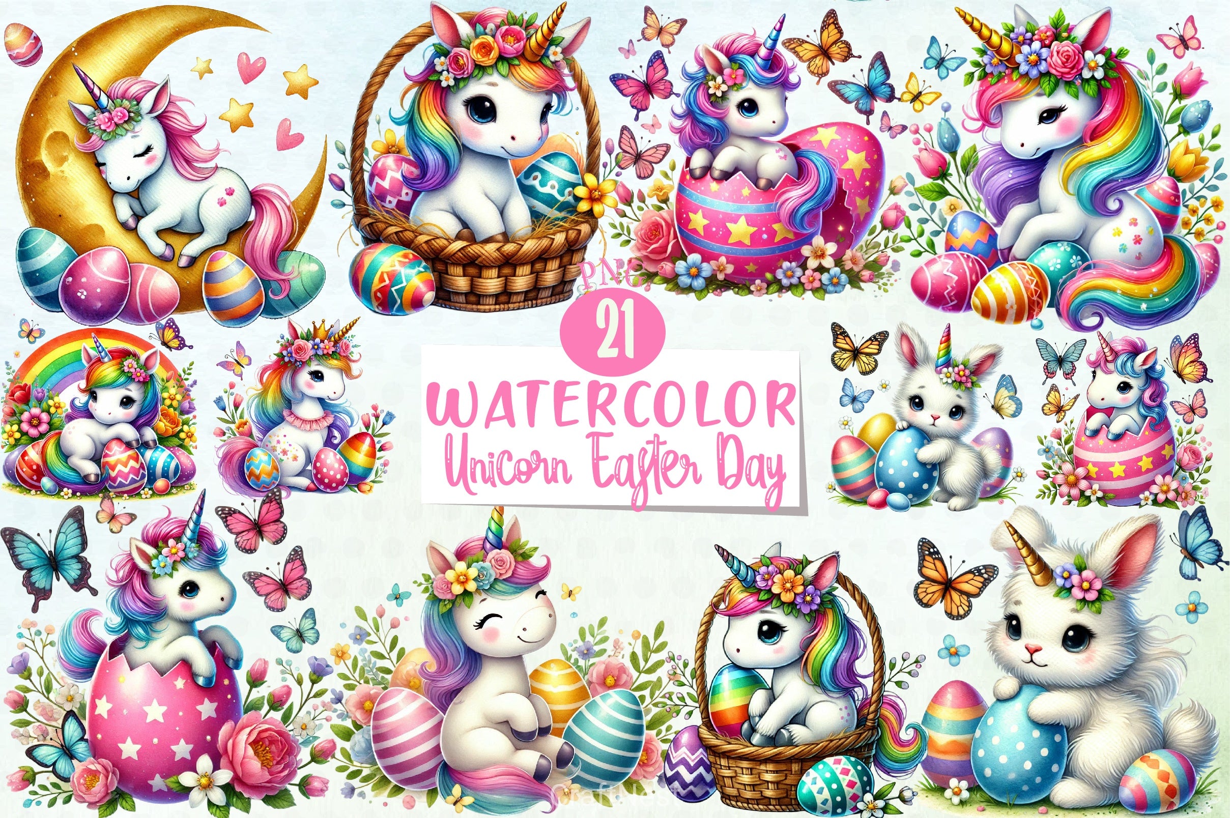 Newborn Unicorn Easter Clipart Bundle - CraftNest - Digital Crafting and Art